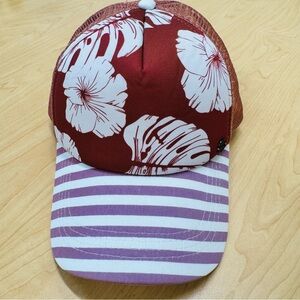 Roxy Floral Trucker Hat – Hibiscus & Stripes Snapback Cap